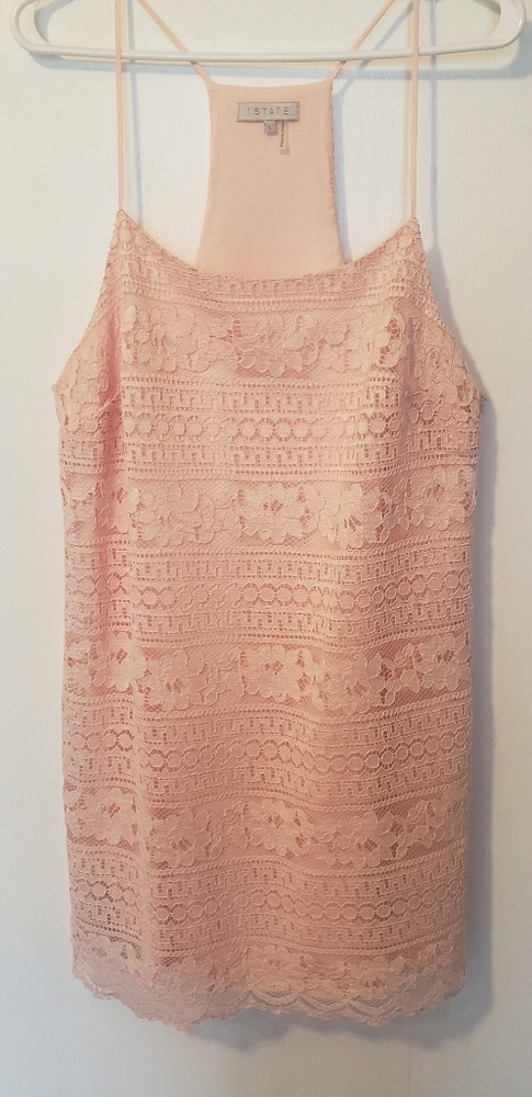 Pink lace mini dress